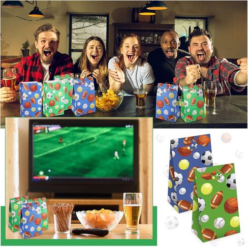 Outus 30 Pcs Sports Goodie Bags Sports Party Favors Soccer Baseball Football Basketball Themed Treat Candy Paper Gift Bags for Birthday Baby Shower Party Supplies Decoration, 9.45 x 5.12 x 3.15 Inches in Saudi Arabia