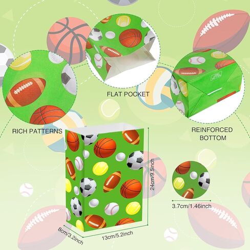 Outus 30 Pcs Sports Goodie Bags Sports Party Favors Soccer Baseball Football Basketball Themed Treat Candy Paper Gift Bags for Birthday Baby Shower Party Supplies Decoration, 9.45 x 5.12 x 3.15 Inches in Saudi Arabia