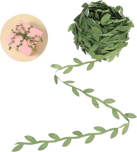 131ft Green Leaf Ribbon, Artificial Vines Leaf String Trim Ribbon Leaves Jungle Greenery for DIY Craft Party Baby Shower Wedding Wreaths Home Decoration Garland Christmas(Green,131ft) in Saudi Arabia