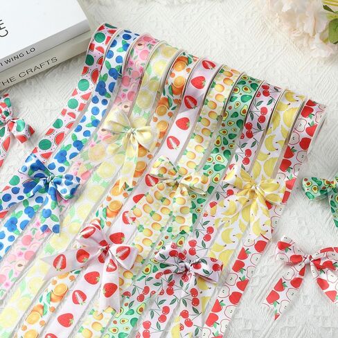 Banana Ribbon 5 Yards 1 Inch Yellow Printed Grosgrain Hair Bow Making Cute Food Fruit Ribbon for Gift Wrapping Wreath Floral Ribbons for Crafts Flower Bouquet Sewing DIY Party Decor Birthday Kitchen in Saudi Arabia