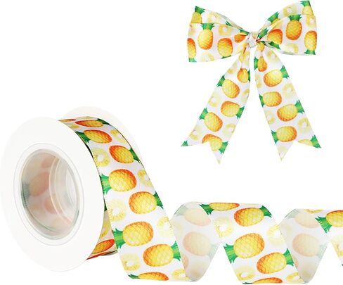 Banana Ribbon 5 Yards 1 Inch Yellow Printed Grosgrain Hair Bow Making Cute Food Fruit Ribbon for Gift Wrapping Wreath Floral Ribbons for Crafts Flower Bouquet Sewing DIY Party Decor Birthday Kitchen in Saudi Arabia