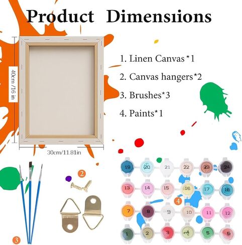 Music Art Paint by Numbers Kit for Adults - DIY Watercolor Guitar Painting on Canvas 12X16IN framed, Acrylic Paint Set, Suitable for Beginners, Artistic Music Wall Art for Home Decoration or Gifts in Saudi Arabia