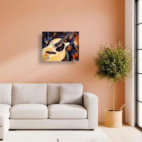 Music Art Paint by Numbers Kit for Adults - DIY Watercolor Guitar Painting on Canvas 12X16IN framed, Acrylic Paint Set, Suitable for Beginners, Artistic Music Wall Art for Home Decoration or Gifts in Saudi Arabia