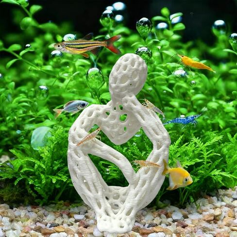 LIYAOLI Shrimp Hide Cave for Aquarium Sculpture Decor- Modern Shrimp Hiding Spots for Tank,3D Printed White Fish Tank Accessories Decorations, Safe Shelter for Shrimps/Betta/Turtles (White) in Saudi Arabia