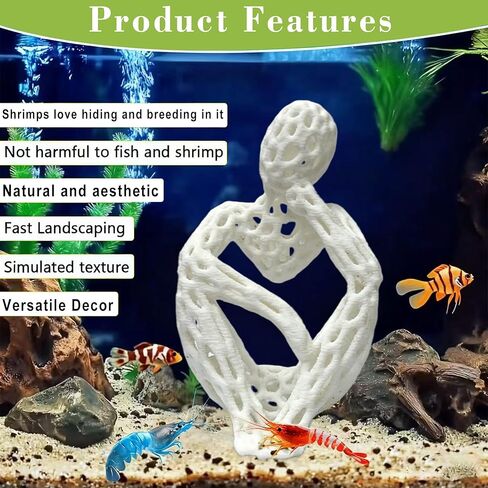 LIYAOLI Shrimp Hide Cave for Aquarium Sculpture Decor- Modern Shrimp Hiding Spots for Tank,3D Printed White Fish Tank Accessories Decorations, Safe Shelter for Shrimps/Betta/Turtles (White) in Saudi Arabia