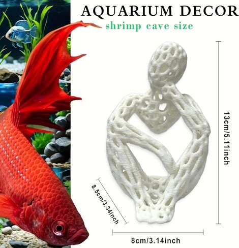 LIYAOLI Shrimp Hide Cave for Aquarium Sculpture Decor- Modern Shrimp Hiding Spots for Tank,3D Printed White Fish Tank Accessories Decorations, Safe Shelter for Shrimps/Betta/Turtles (White) in Saudi Arabia