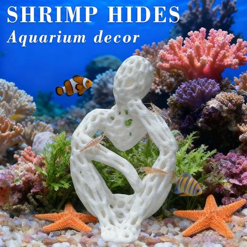 LIYAOLI Shrimp Hide Cave for Aquarium Sculpture Decor- Modern Shrimp Hiding Spots for Tank,3D Printed White Fish Tank Accessories Decorations, Safe Shelter for Shrimps/Betta/Turtles (White) in Saudi Arabia