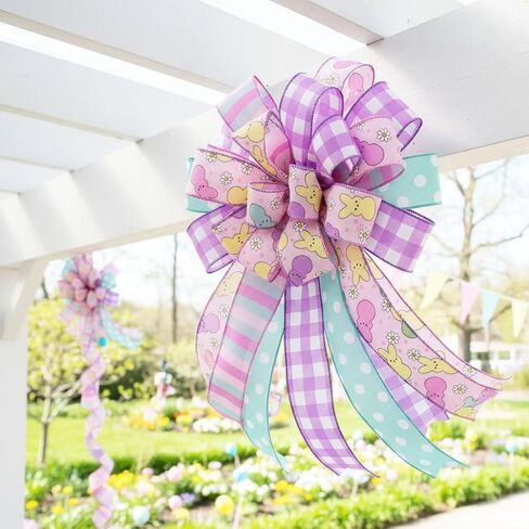 4PCS Easter Wired Ribbon Rolls, Spring Pastel Wired Edge Ribbon for Gift Wrapping, DIY Craft Fabric Ribbons, Holiday Decor, Bunny Ribbon with Wire for Wreaths,20 Yards in Saudi Arabia