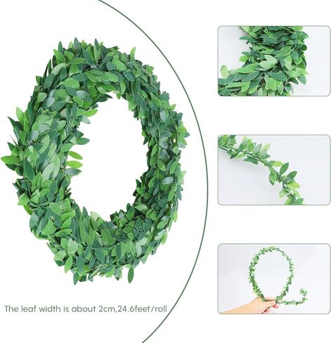 إكليل أوراق شجر صغير بطول 24.6 قدم، ديكور صغير لبيت الدمى مصنوع يدويًا من البلاستيك، مثالي لبيوت الدمى بمقياس 1:6، وحفلات الزفاف الخيالية وإكسسوارات الحديقة المصغرة in Kuwait