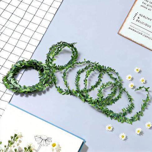 إكليل أوراق شجر صغير بطول 24.6 قدم، ديكور صغير لبيت الدمى مصنوع يدويًا من البلاستيك، مثالي لبيوت الدمى بمقياس 1:6، وحفلات الزفاف الخيالية وإكسسوارات الحديقة المصغرة in Kuwait