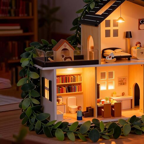 إكليل أوراق شجر صغير بطول 24.6 قدم، ديكور صغير لبيت الدمى مصنوع يدويًا من البلاستيك، مثالي لبيوت الدمى بمقياس 1:6، وحفلات الزفاف الخيالية وإكسسوارات الحديقة المصغرة in Kuwait