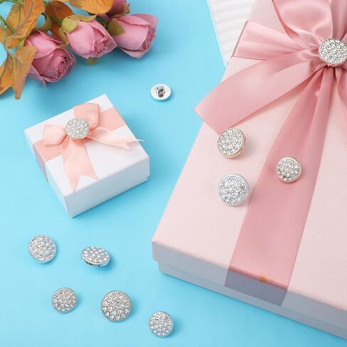 20 Pcs Rhinestone Buttons for Clothing, Silver Gold Rhinestone Buttons, 4 Sizes Round Button Crystal Diamond Embellishments Sew on Clothing Decorative Button for Wedding DIY Jewelry Making Decoration in Saudi Arabia
