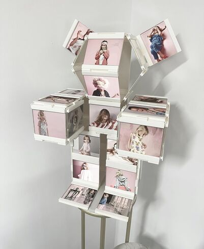 Wish Box DIY Foldable Acrylic Picture Frame Set, 5-Piece 4"x4" Multi-Angle Frames for 3"x4" Photos, Customizable Photo Display with Connectors, Ideal for Wall & Table Decoration, White in Saudi Arabia
