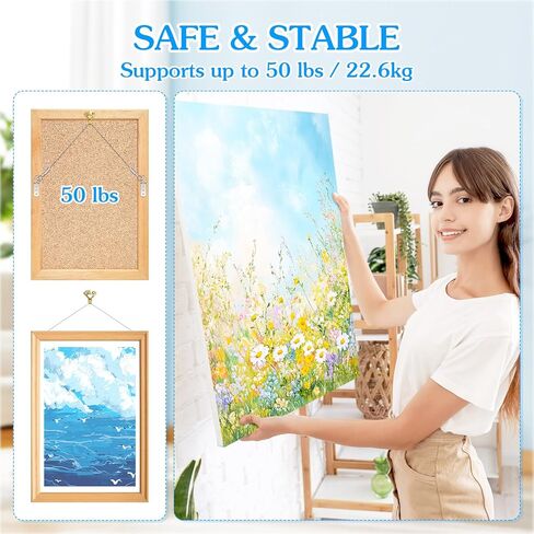 4 Pack Picture Hanging Wire Kit, Heavy Duty Picture Hanging Kit for Frames & Mirrors up to 50lbs, Includes Adjustable 2m Steel Wires, D Rings & Screws, Wall Hanging Kit for Home & Office Décor in Saudi Arabia