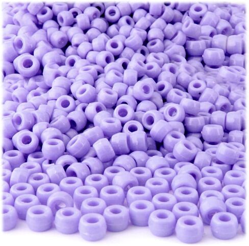 The Crafts Outlet 100pc Plastic Round Opaque Pony Beads 9x6mm Lavender Purple Beads in Saudi Arabia