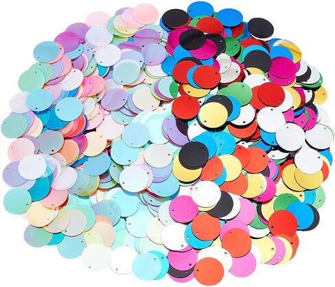 1020 قطعة من قطع الترتر المستديرة المسطحة من arricraft، طرازان 2 سم (0.79 بوصة) من مادة PVC الملونة الكبيرة اللامعة والفضفاضة المتلألئة مع فتحة لخياطة الحياكة والتطريز والحرف اليدوية in Saudi Arabia