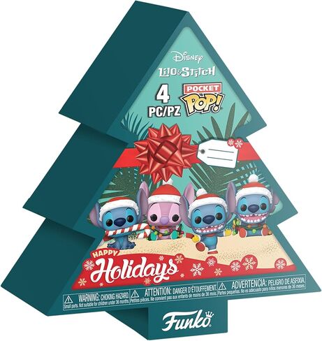 فانكو بوكيت بوب! Stitch Holiday - عبوة من 4 صناديق شجرة - ديزني: Lilo & Stitch - سلسلة مفاتيح جديدة - شخصية صغيرة قابلة للتجميع - حشو تخزين - فكرة هدية - بضائع رسمية - عشاق ديزني/بيكسار in Kuwait