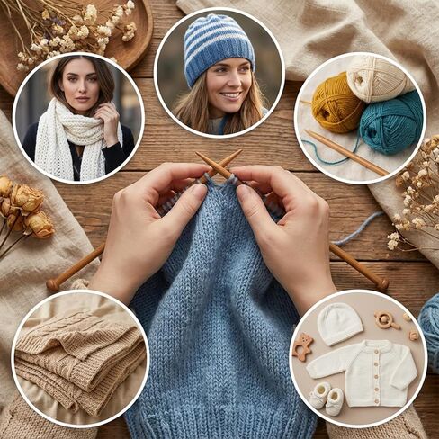 Sibba 7 Pairs Bamboo Knittinig Needles Set, Natural Wooden Knitting Needles for Beginners, Single Point Straight Long Needle for Sweater Shawl Scarf Socks Gloves in Saudi Arabia