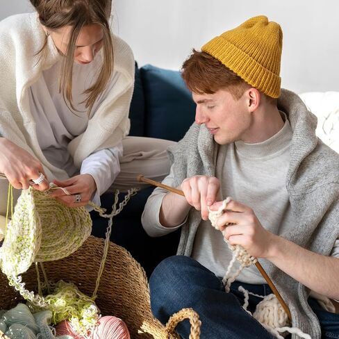 Sibba 7 Pairs Bamboo Knittinig Needles Set, Natural Wooden Knitting Needles for Beginners, Single Point Straight Long Needle for Sweater Shawl Scarf Socks Gloves in Saudi Arabia