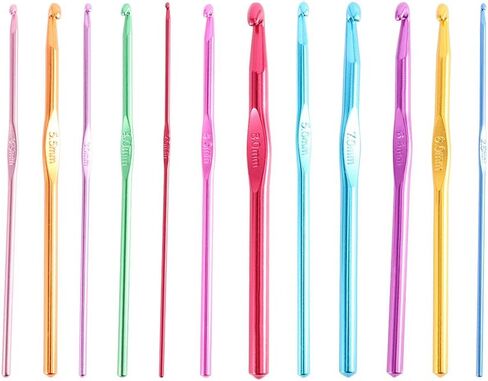 Crochet Hook Set 2mm-8mm/2mm-10mm Multicolor Mixed Weave Accessaries with Ergonomic Grips Yarn(12pcs(2mm-8mm)) in Saudi Arabia