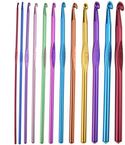 Crochet Hook Set 2mm-8mm/2mm-10mm Multicolor Mixed Weave Accessaries with Ergonomic Grips Yarn(12pcs(2mm-8mm)) in Saudi Arabia