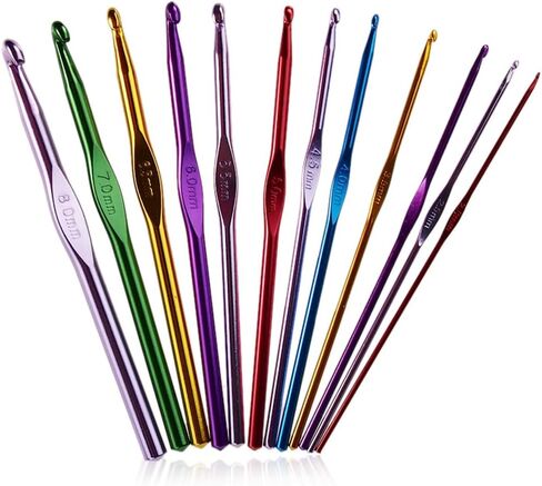 Crochet Hook Set 2mm-8mm/2mm-10mm Multicolor Mixed Weave Accessaries with Ergonomic Grips Yarn(12pcs(2mm-8mm)) in Saudi Arabia