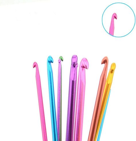 Crochet Hook Set 2mm-8mm/2mm-10mm Multicolor Mixed Weave Accessaries with Ergonomic Grips Yarn(12pcs(2mm-8mm)) in Saudi Arabia