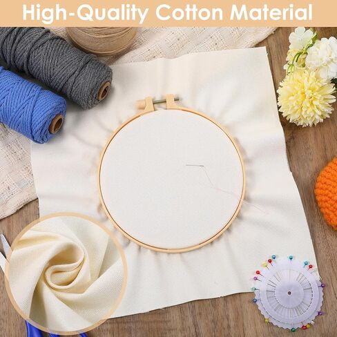 9 PCS Embroidery Cloth Fabric, Pre-Cut Fabric 3 Sizes 5.9 to 11.8 Inch White Cotton Fabrics Cloth Squares for Embroiderys Garment Craft in Saudi Arabia