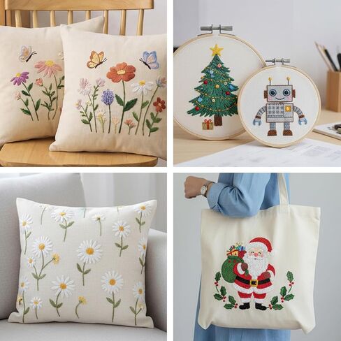 9 PCS Embroidery Cloth Fabric, Pre-Cut Fabric 3 Sizes 5.9 to 11.8 Inch White Cotton Fabrics Cloth Squares for Embroiderys Garment Craft in Saudi Arabia