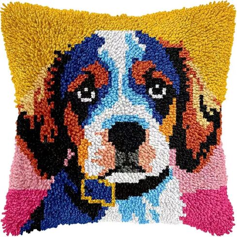 Miaceito Colored Cat Latch Hook Kits for Adults Beginners,DIY Pre-Printed Latch Hook Pillow Kits Includes Wooden Hook Tool,17x17 Inch Home Decor Sofa Cushion in Saudi Arabia