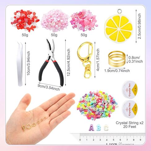 Janinka 275 Pcs Galentine Lip Gloss DIY Keychain Charms Accessories Gift Set Including Fruit Beads Letter Enameled Charms Lipstick Keyring for Valentine DIY Women Girls, Lip Balm Not Include(Classic) in Saudi Arabia