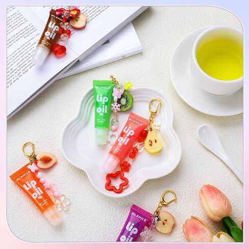 Janinka 275 Pcs Galentine Lip Gloss DIY Keychain Charms Accessories Gift Set Including Fruit Beads Letter Enameled Charms Lipstick Keyring for Valentine DIY Women Girls, Lip Balm Not Include(Classic) in Saudi Arabia