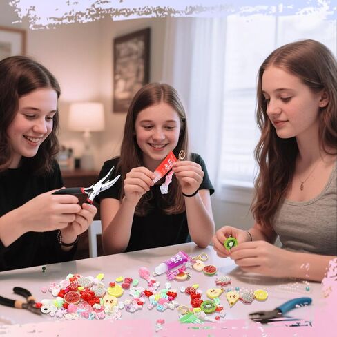 Janinka 275 Pcs Galentine Lip Gloss DIY Keychain Charms Accessories Gift Set Including Fruit Beads Letter Enameled Charms Lipstick Keyring for Valentine DIY Women Girls, Lip Balm Not Include(Classic) in Saudi Arabia