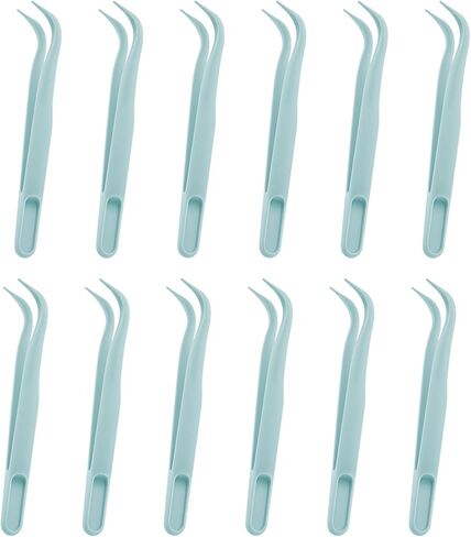 ملاقط بلاستيكية من TIESOME 12 قطعة، ملاقط منحنية طويلة 4.5 بوصة للأطفال DIY صناعة المجوهرات لتزيين الخبز، والحرف اليدوية، وملصقات للاستعمال مرة واحدة (أزرق) in Kuwait