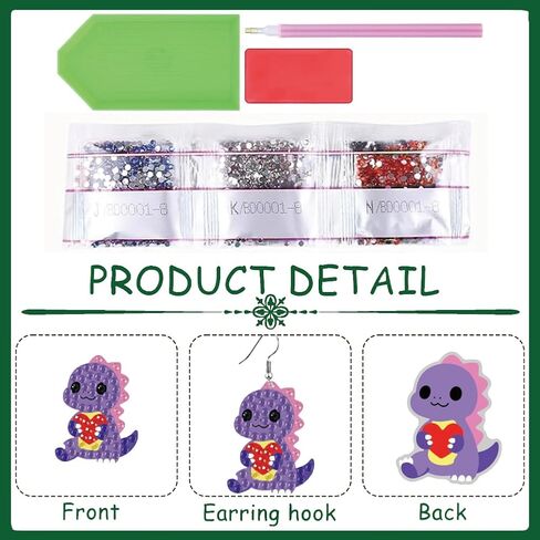 beinkmake 6Pairs Diamond Painted Earrings Making Kit Dinosaur Diamond Art Earring Set 5D DIY Acrylic Diamond Earrings for Adults Craft Party Festival Gifts in Saudi Arabia