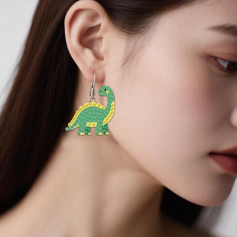 beinkmake 6Pairs Diamond Painted Earrings Making Kit Dinosaur Diamond Art Earring Set 5D DIY Acrylic Diamond Earrings for Adults Craft Party Festival Gifts in Saudi Arabia