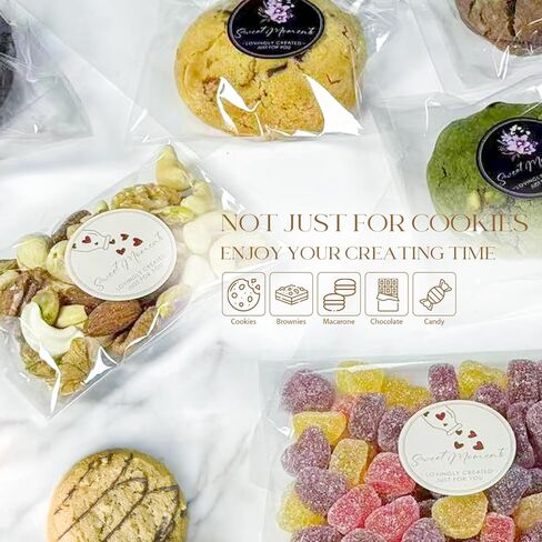 LUXCONE 4x6 Inch Clear Cookie Bags With Seal, 100PCS Individual Cookie Wrappers with Stickers, Self Sealing Cellophane Bags for Packaging Treats, Gift Giving and Party Favors in Kuwait