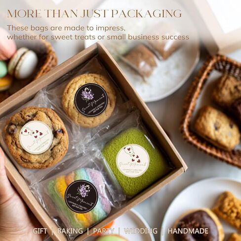 LUXCONE 4x6 Inch Clear Cookie Bags With Seal, 100PCS Individual Cookie Wrappers with Stickers, Self Sealing Cellophane Bags for Packaging Treats, Gift Giving and Party Favors in Kuwait