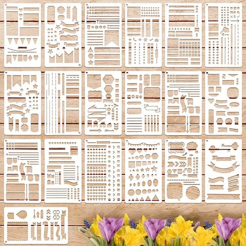 Planner Stencils,20 Pcs Calendar Stencils for Planners,Journaling Supplies Reusable Flexible Plastic Record Template for Journaling Habits Tracking Monthly Spread in Saudi Arabia