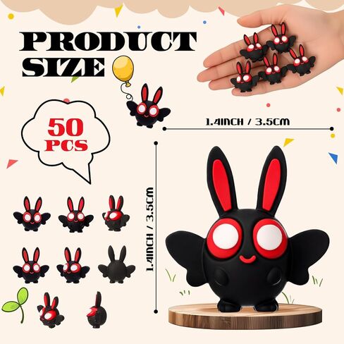 50 قطعة من تماثيل العثة الصغيرة من Chunful، تماثيل رجل العثة الصغيرة، تمثال العثمان الصغير لCryptids Gag هدية عيد الفصح، إخفاء والبحث عن الدعائم لتزيين حديقة الكعك، هدايا حفلات أعياد الميلاد (لطيف، أسود) in Kuwait