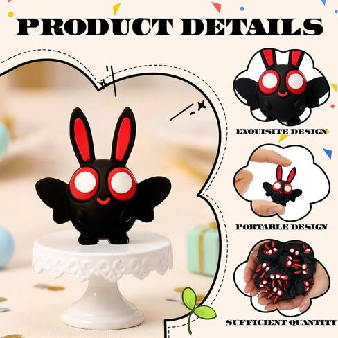 50 قطعة من تماثيل العثة الصغيرة من Chunful، تماثيل رجل العثة الصغيرة، تمثال العثمان الصغير لCryptids Gag هدية عيد الفصح، إخفاء والبحث عن الدعائم لتزيين حديقة الكعك، هدايا حفلات أعياد الميلاد (لطيف، أسود) in Kuwait