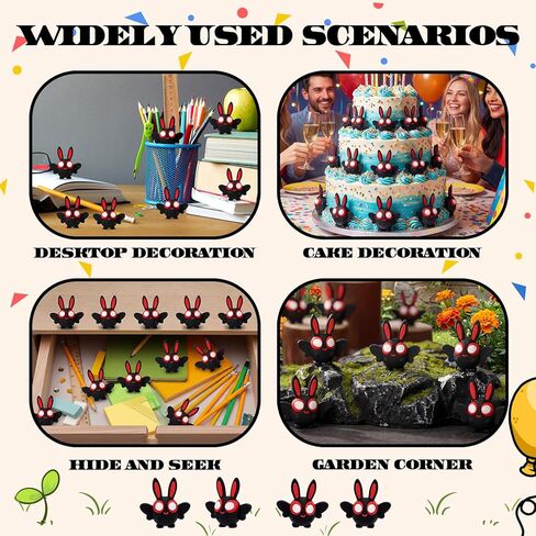 50 قطعة من تماثيل العثة الصغيرة من Chunful، تماثيل رجل العثة الصغيرة، تمثال العثمان الصغير لCryptids Gag هدية عيد الفصح، إخفاء والبحث عن الدعائم لتزيين حديقة الكعك، هدايا حفلات أعياد الميلاد (لطيف، أسود) in Kuwait