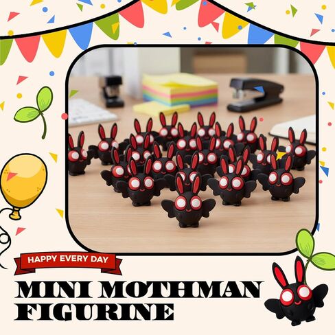 50 قطعة من تماثيل العثة الصغيرة من Chunful، تماثيل رجل العثة الصغيرة، تمثال العثمان الصغير لCryptids Gag هدية عيد الفصح، إخفاء والبحث عن الدعائم لتزيين حديقة الكعك، هدايا حفلات أعياد الميلاد (لطيف، أسود) in Kuwait