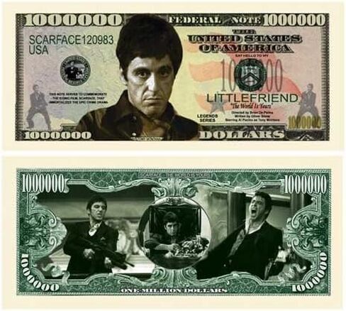 American Art Classics Pack of 5 - Scarface Al Pacino Million Dollar Bill - Best Gift for Fans of This Classic Movie in Saudi Arabia
