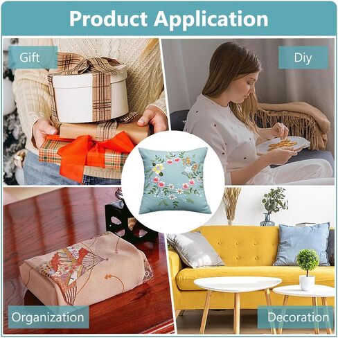 طقم غطاء وسادة تطريز DIY للمبتدئين من WEBEEDY، طقم غطاء وسادة DIY مع نمط زهور للبالغين، غطاء وسادة مزخرف على شكل زهرة لوازم الخياطة لديكور المنزل، 17x17/44x44 سم (أزرق) in Saudi Arabia