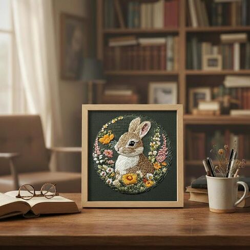 ARTopet Embroidery Kit for Beginners Cross Stitch Kits Needlepoint Set Easter Bunny Eggs Patterns Embroidery Thread Kit for Craft Lover Hand Stitch with Threads 5.9in Hoop Fabric-Bunny04 in Saudi Arabia