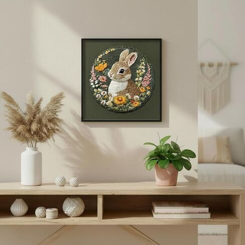 ARTopet Embroidery Kit for Beginners Cross Stitch Kits Needlepoint Set Easter Bunny Eggs Patterns Embroidery Thread Kit for Craft Lover Hand Stitch with Threads 5.9in Hoop Fabric-Bunny04 in Saudi Arabia