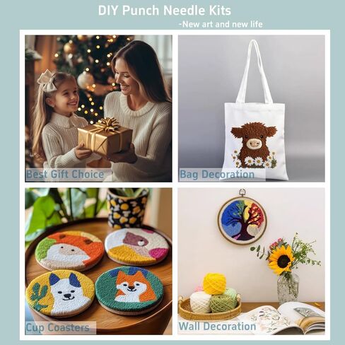 Punch Needle Kits English Bulldog Under Sunset Embroidery Starter Set with Hoop Easy for Beginners DIY Stress Relief Handmade Craft Hobby and Home Decor 20x20cm-2 in Saudi Arabia