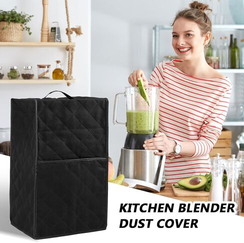 CALIDAKA Kitchen Blender Dust Cover, Blender Covers Compatible with Most Blender, with 2 Hooks, Polyester Dust Proof Stain Resistant Blender Cover for Home Kitchen (Black) in Saudi Arabia