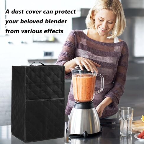 CALIDAKA Kitchen Blender Dust Cover, Blender Covers Compatible with Most Blender, with 2 Hooks, Polyester Dust Proof Stain Resistant Blender Cover for Home Kitchen (Black) in Saudi Arabia